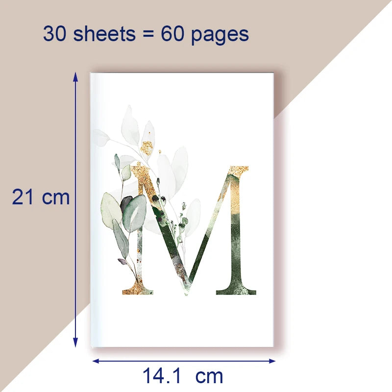 A5 Notebook Note Book Monogram Name Initial Alphabet Letter Majuscule Letters Flower Decor Personality Art Design Personal Diary