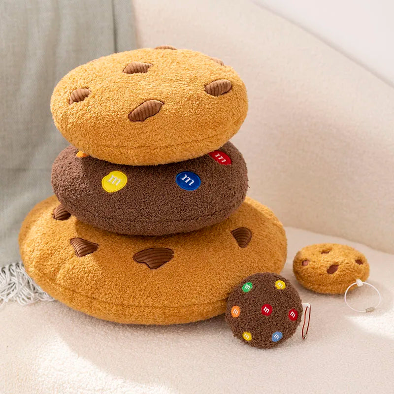 Creative Cookies Pillows Round Shape Chocolate Biscuits Stuffed Plush Toys Realistic Food Snack Seat Cushion Plushie Props Gifts