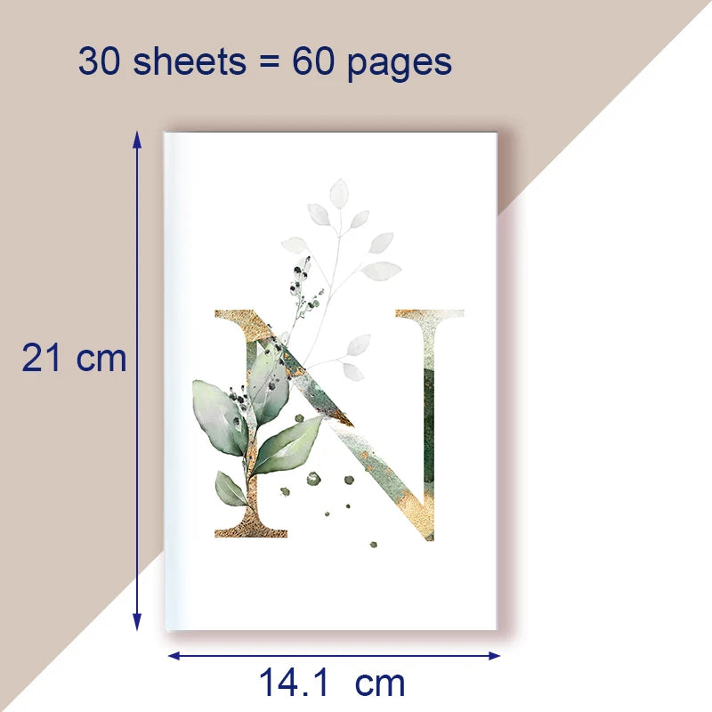 A5 Notebook Note Book Monogram Name Initial Alphabet Letter Majuscule Letters Flower Decor Personality Art Design Personal Diary
