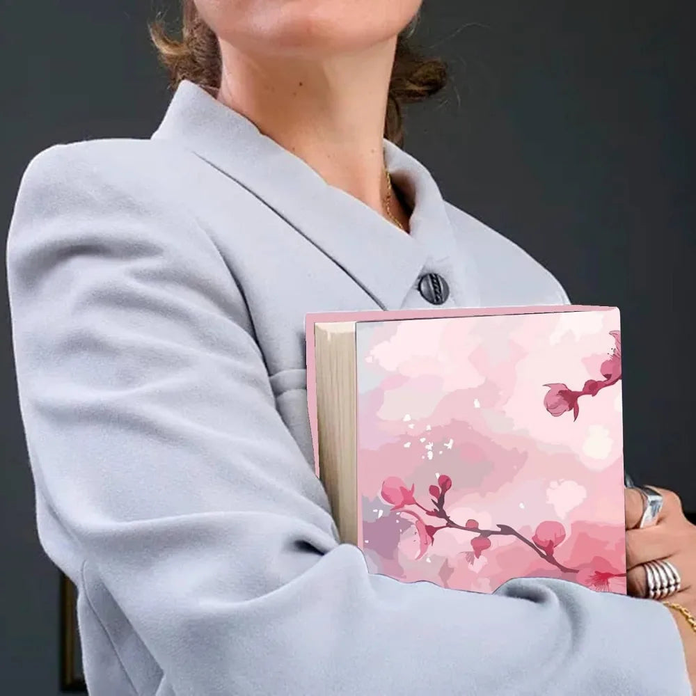 Cherry Blossom Stretchable Book Cover Flower Floral Pink Cover Washable Reusable Large Nylon Book Sleeve Book Protector Elastic