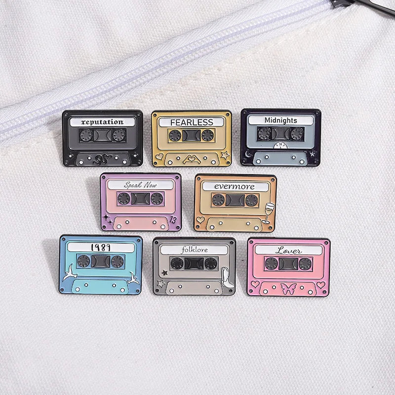 Retro Cassette Enamel Pins — Era-Inspired Collectible Set