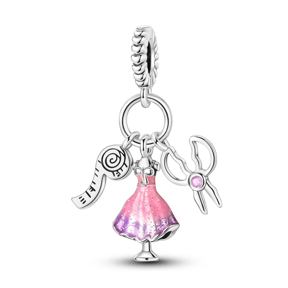 925 Silver Charms Skirt Ballet Shoes Pink Pendants Fit Original Bracelet Beads Diy For Woman Jewelry