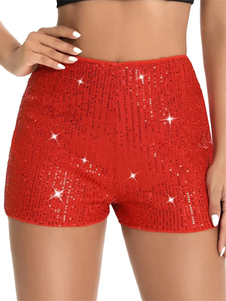 Black Sequin High-Waist Shorts – Sparkly Glitter Hot Pants | Swift-Inspired Red Era Style