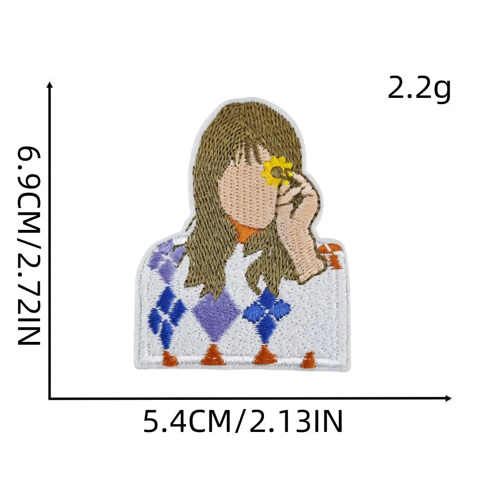 Cartoon Girl Singer patches Decorative Character Embroidered Badge With Rock Music Suitcase Decoration patch