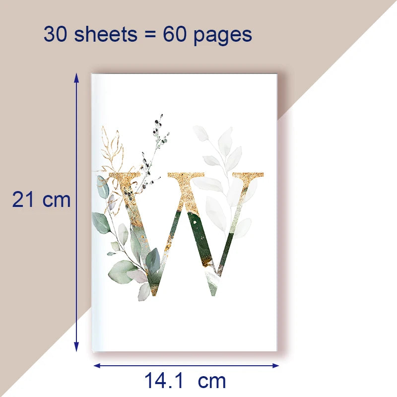 A5 Notebook Note Book Monogram Name Initial Alphabet Letter Majuscule Letters Flower Decor Personality Art Design Personal Diary