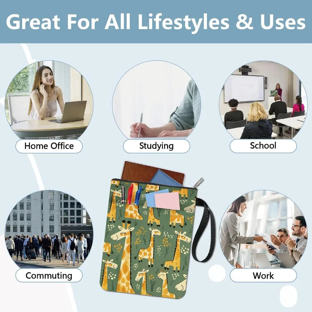 1pc Giraffe Book Sleeve Cartoon Animal Book Covers Book Protector for Paperbacks Washable Fabric Cloth Book Cover with Zipper