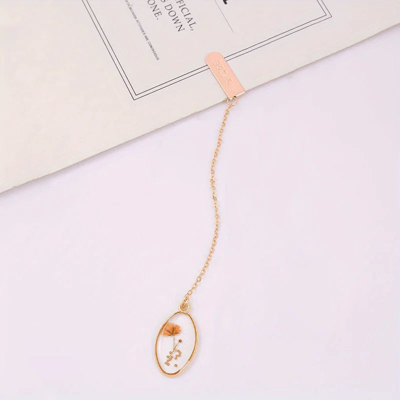 Elegant Literary Bookmark - Eye-Catching Dried Flower & Crystal Alloy Book Clip for Passionate Readers