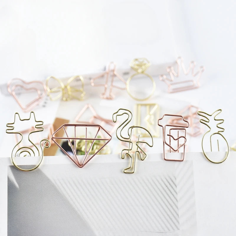 10pcs/set Metal Paperclips Multiple Cartoon Heart Animal Styles Paper Clip Book Scrapbook Planner Page Bookmark Binder Clip - élise & madelyn