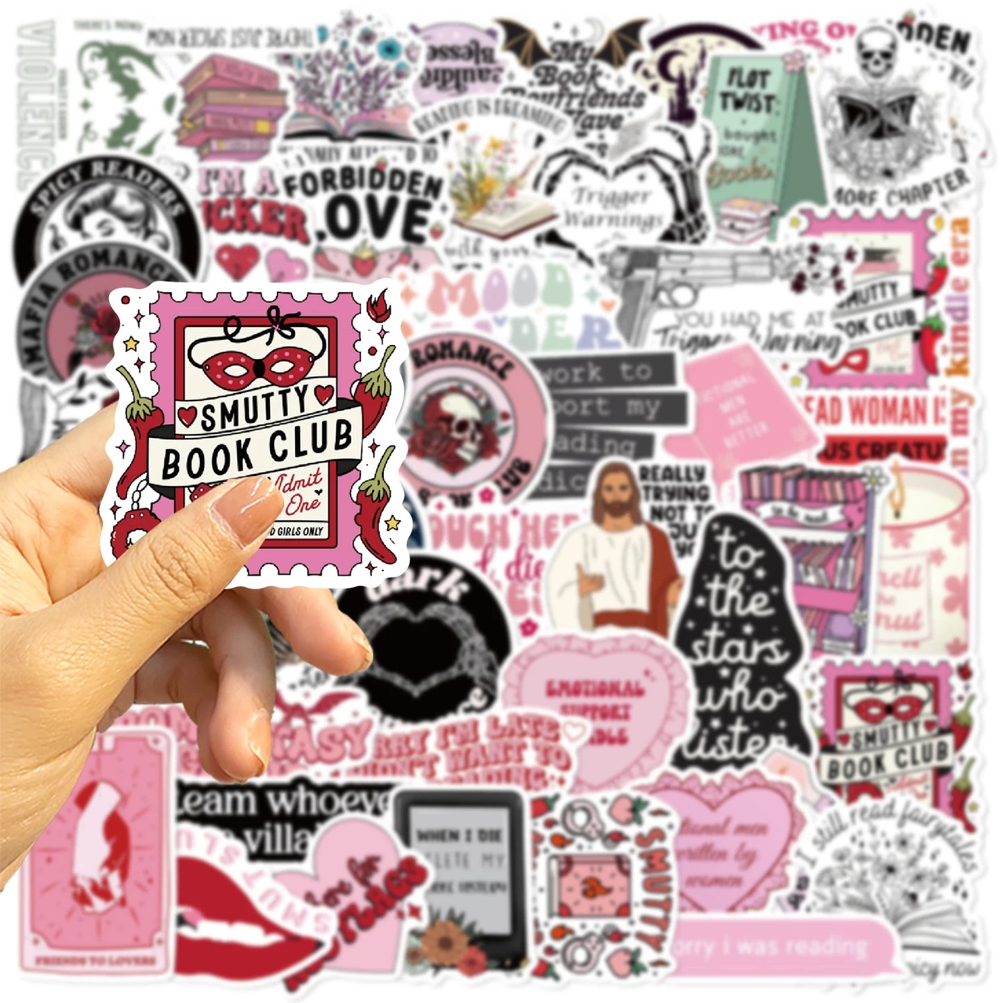 50pcs Smut Reading Books Graffiti Decorative Stickers Laptop Water Bottle Luggage Helmet Motorcycle Stickers