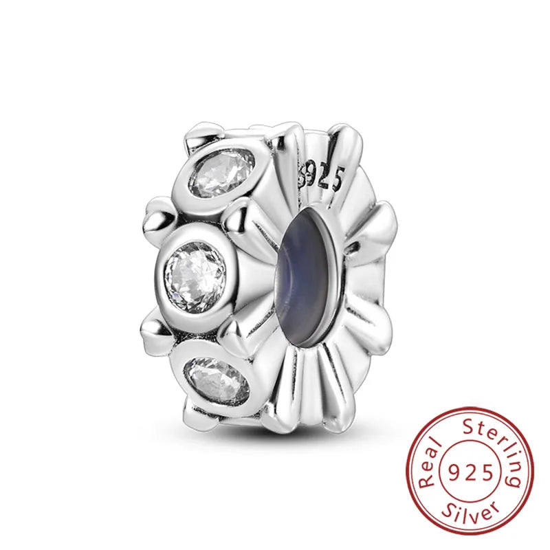 Fit Original Charms Beads 925 Sterling Silver Clip Charms Zircon Silicone Spacer Beads for Bracelet Women DIY Gift Party