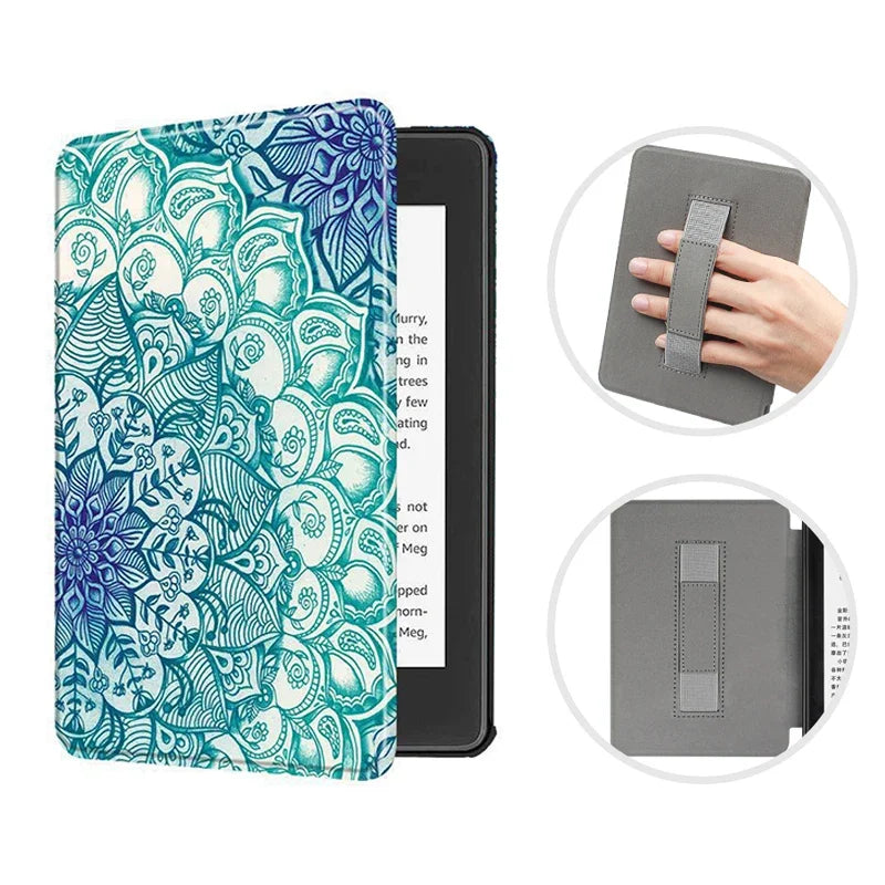 For Kindle Paperwhite 12th Generation Case 2024 Signature Edition 7 inch Leather Case with Hand Strap SA568B Auto Sleep Cover