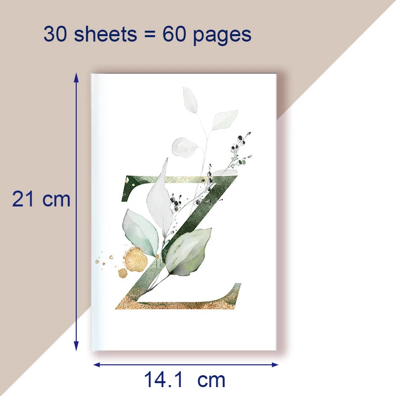 A5 Notebook Note Book Monogram Name Initial Alphabet Letter Majuscule Letters Flower Decor Personality Art Design Personal Diary