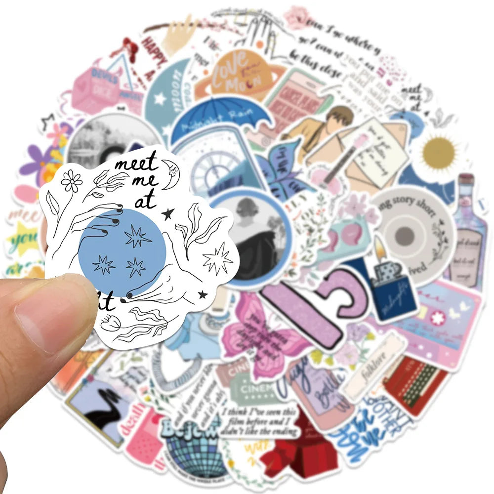 Swift-Inspired Sticker Pack (50 pcs) – Waterproof Cute Decals for Laptop, Phone & Journals