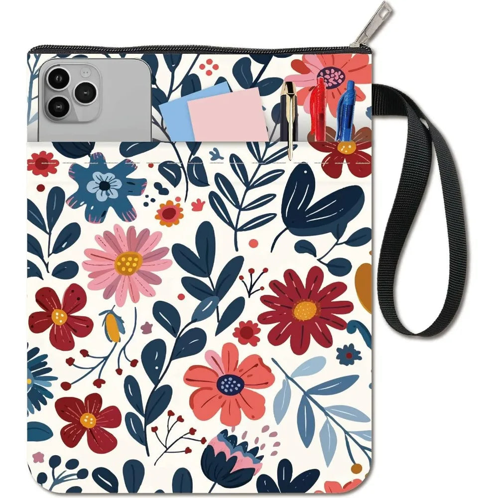 1pc Flower Book Sleeve Leaves Book Protector Plant Book Covers for Paperbacks Washable Fabric Cloth Book Cover with Zipper