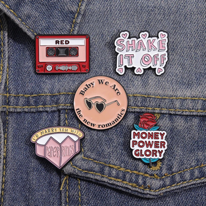Pop Singer-Inspired Enamel Pin Sets – Aesthetic Enamel Brooches, Lyrics & Outfits | Cute Collectible Accessories for Bags, Jackets & Lanyards