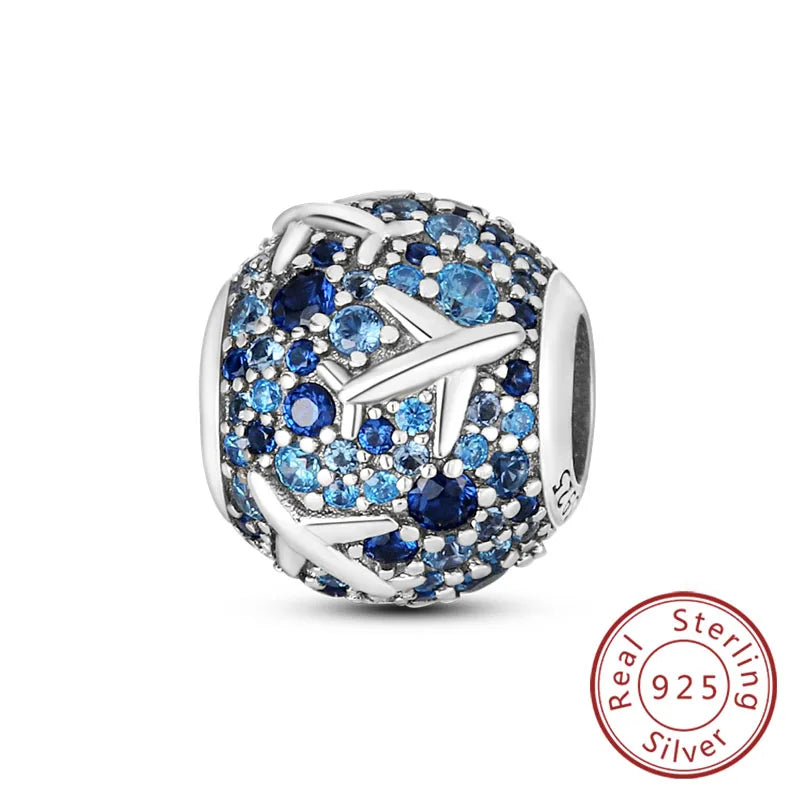 Fit Original Charms Beads 925 Sterling Silver Clip Charms Zircon Silicone Spacer Beads for Bracelet Women DIY Gift Party