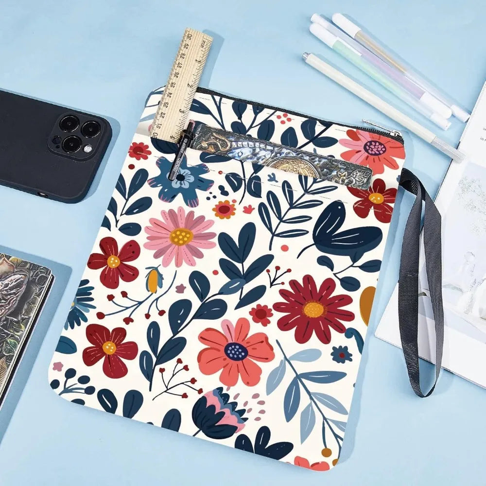 1pc Flower Book Sleeve Leaves Book Protector Plant Book Covers for Paperbacks Washable Fabric Cloth Book Cover with Zipper