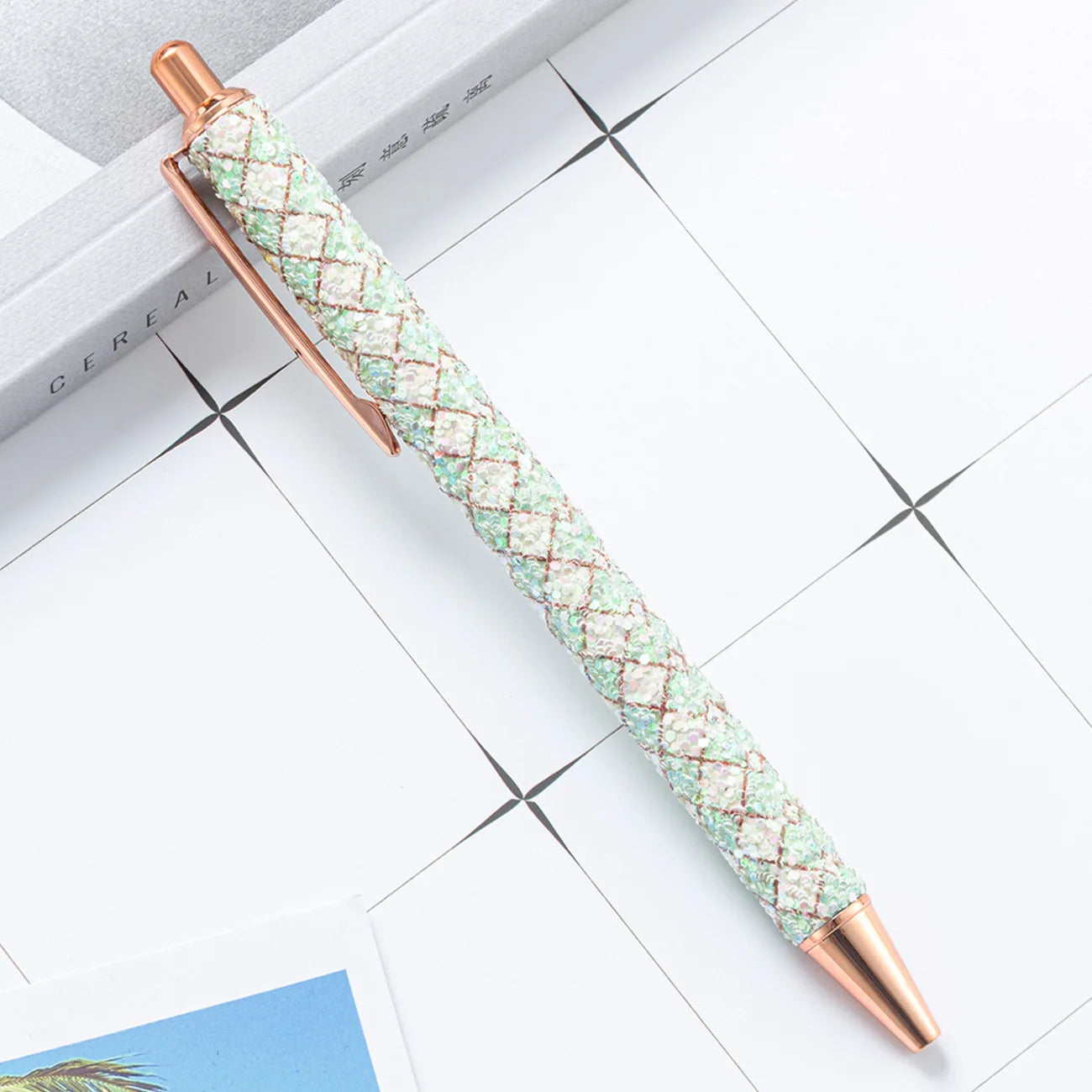 Lytwtw's Roller Ballpoint Pen Rhinestone Luxury Cute Wedding Rose Gold Metal Stationery School Office Supply Spinning