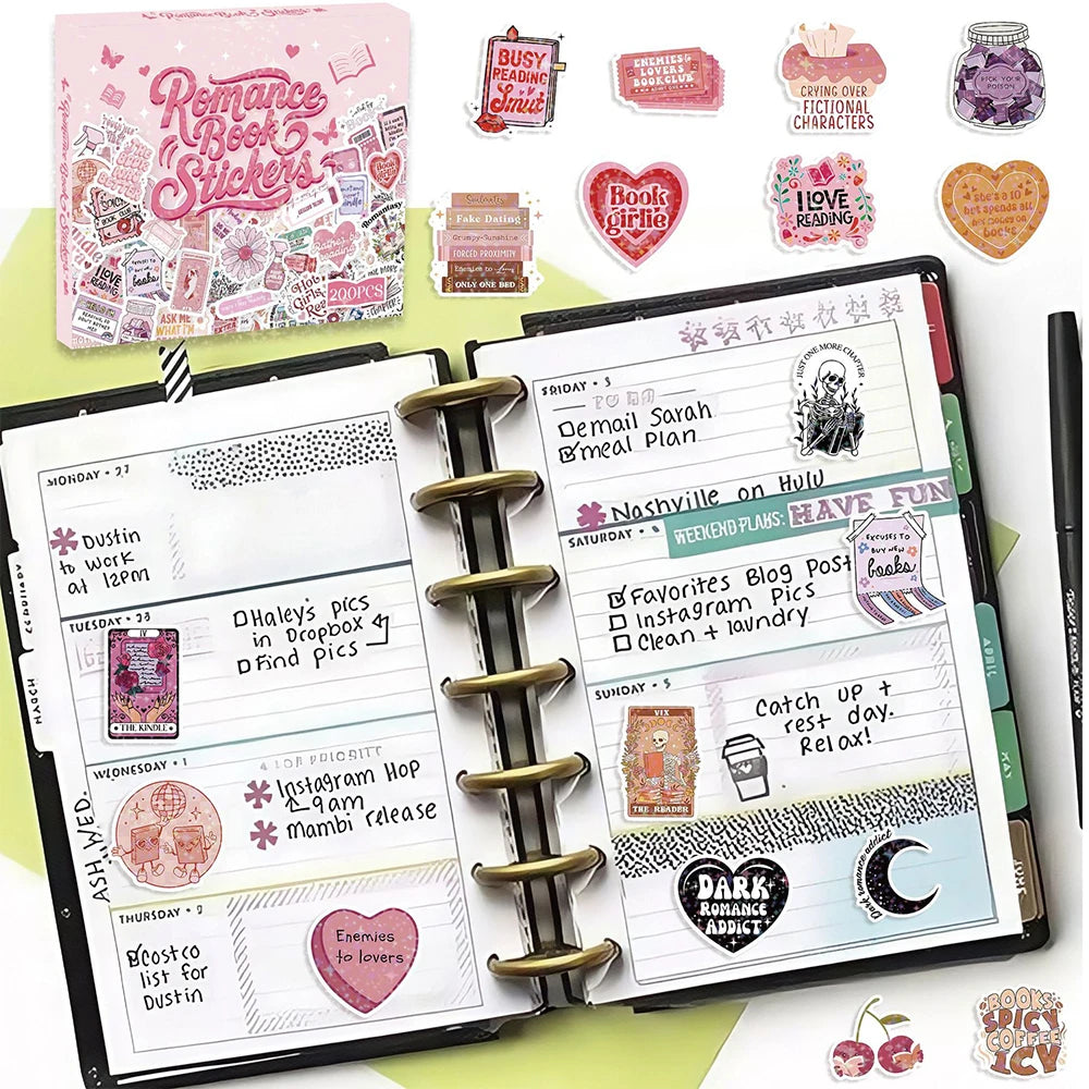 10/50/100/200pcs Smutty Dark Romance Bookish Stickers Romantic Reader Cartoon Decals Graffiti Stationery Phone PVC Sticker Pack