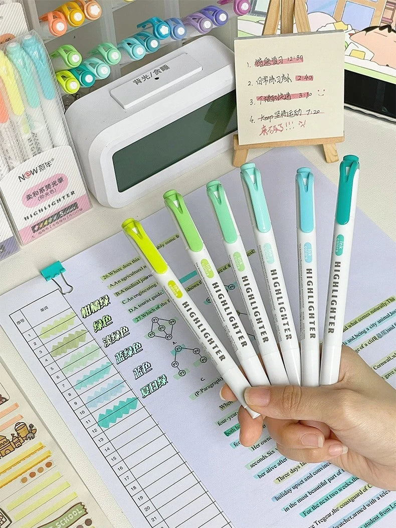 5/15PC Fluorescent Pen Set Student Marking Stroke Key Marking Pen High Beauty Color Handbook Pen Batch