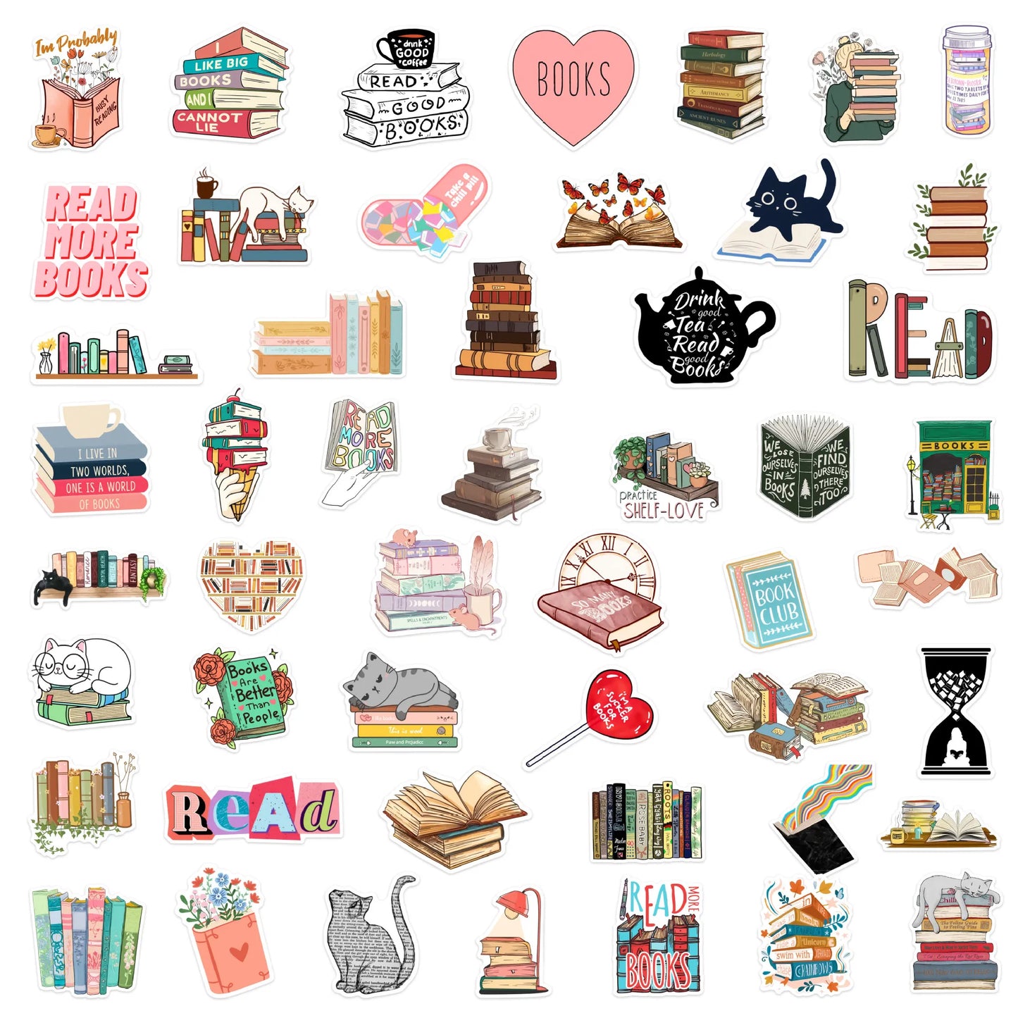 Cozy Cat Reader Sticker Pack - élise & madelyn