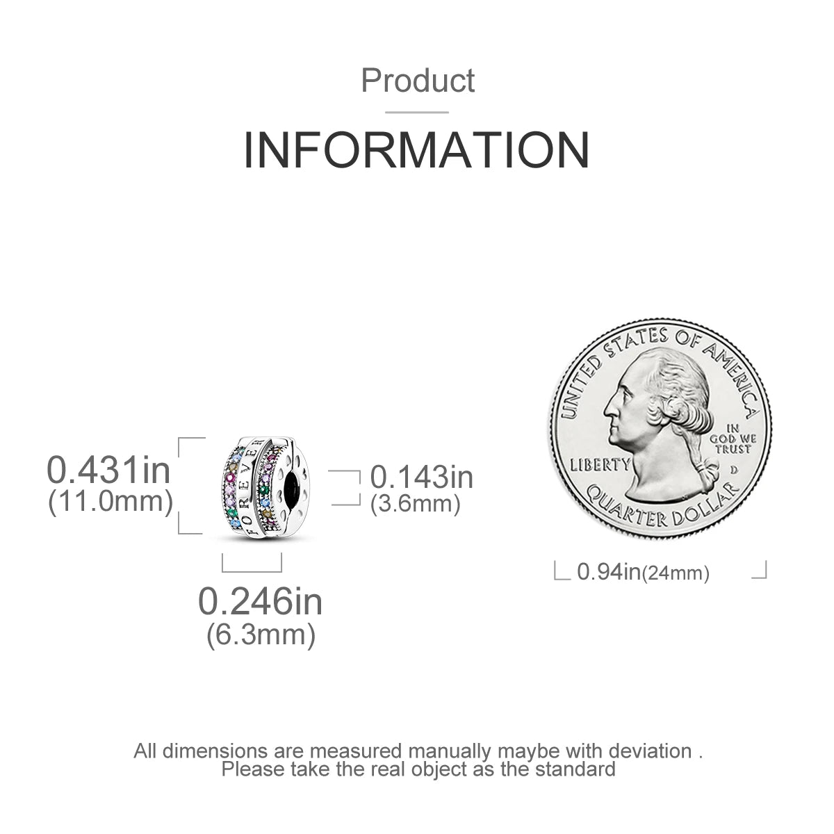 Charms Fit Original Beads 925 Sterling Silver Clip Charms Zircon Silicone Spacer Beads fit Bracelet Women DIY Gift