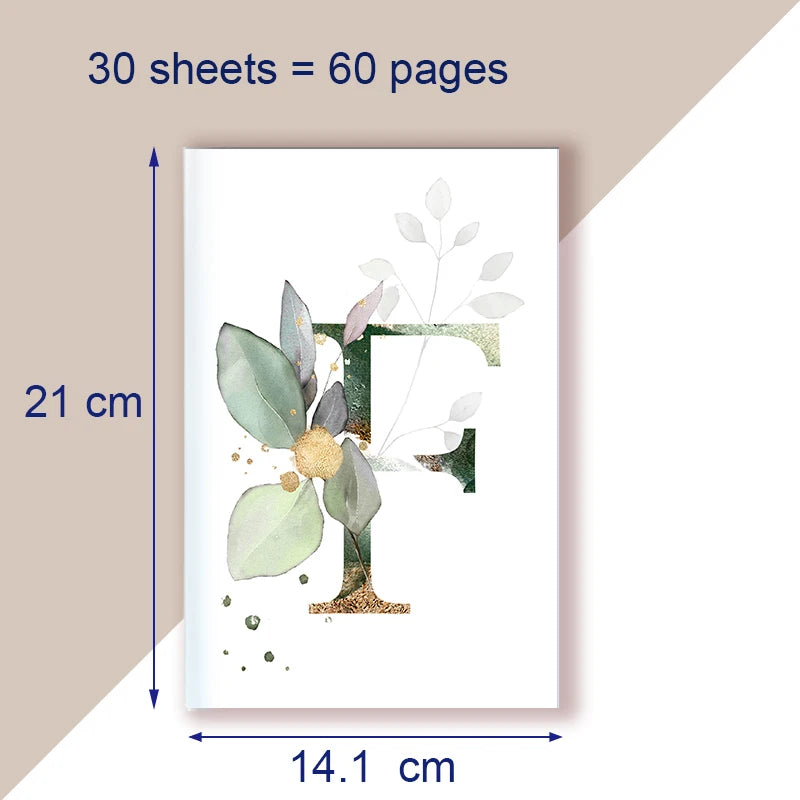 A5 Notebook Note Book Monogram Name Initial Alphabet Letter Majuscule Letters Flower Decor Personality Art Design Personal Diary