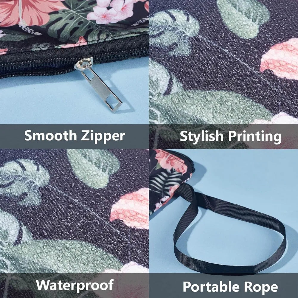 Black Book Sleeves Flower Leaf Book Covers Book Protector for Paperbacks Washable Fabric Cloth Book Cover with Zipper and Extra