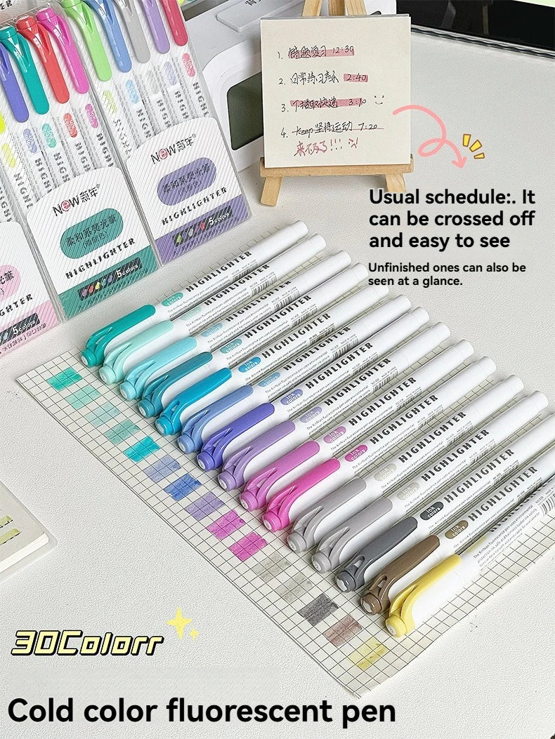 5/15PC Fluorescent Pen Set Student Marking Stroke Key Marking Pen High Beauty Color Handbook Pen Batch