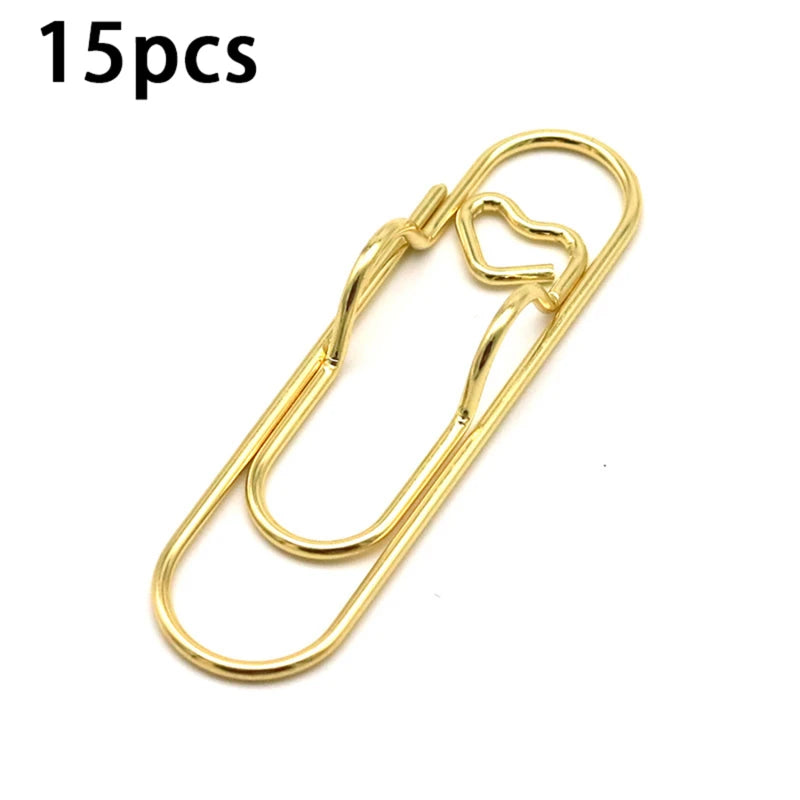 15pcs/set Love Model Paper Clip Metal Bookmark Photo Flipchart Memo Ticket Holder Office School Stationery Supplies