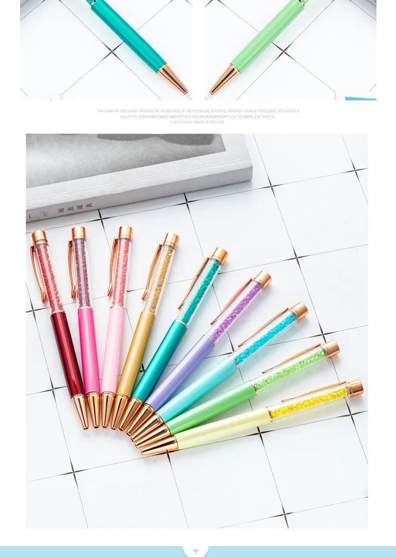 30PCS  Metal crystal pens, office students, multi-color rotary rhinestone pens, wholesale advertising gifts, ballpoint pens