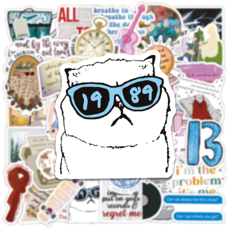 Swift-Inspired Folklore & Eras Aesthetic Sticker Pack (50 pcs) – Waterproof Vinyl Decals