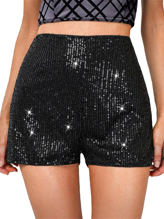Black Sequin High-Waist Shorts – Sparkly Glitter Hot Pants | Swift-Inspired Red Era Style