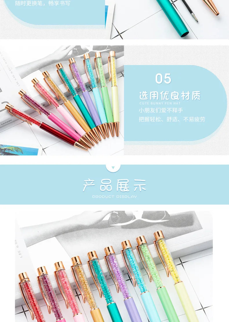 30PCS  Metal crystal pens, office students, multi-color rotary rhinestone pens, wholesale advertising gifts, ballpoint pens