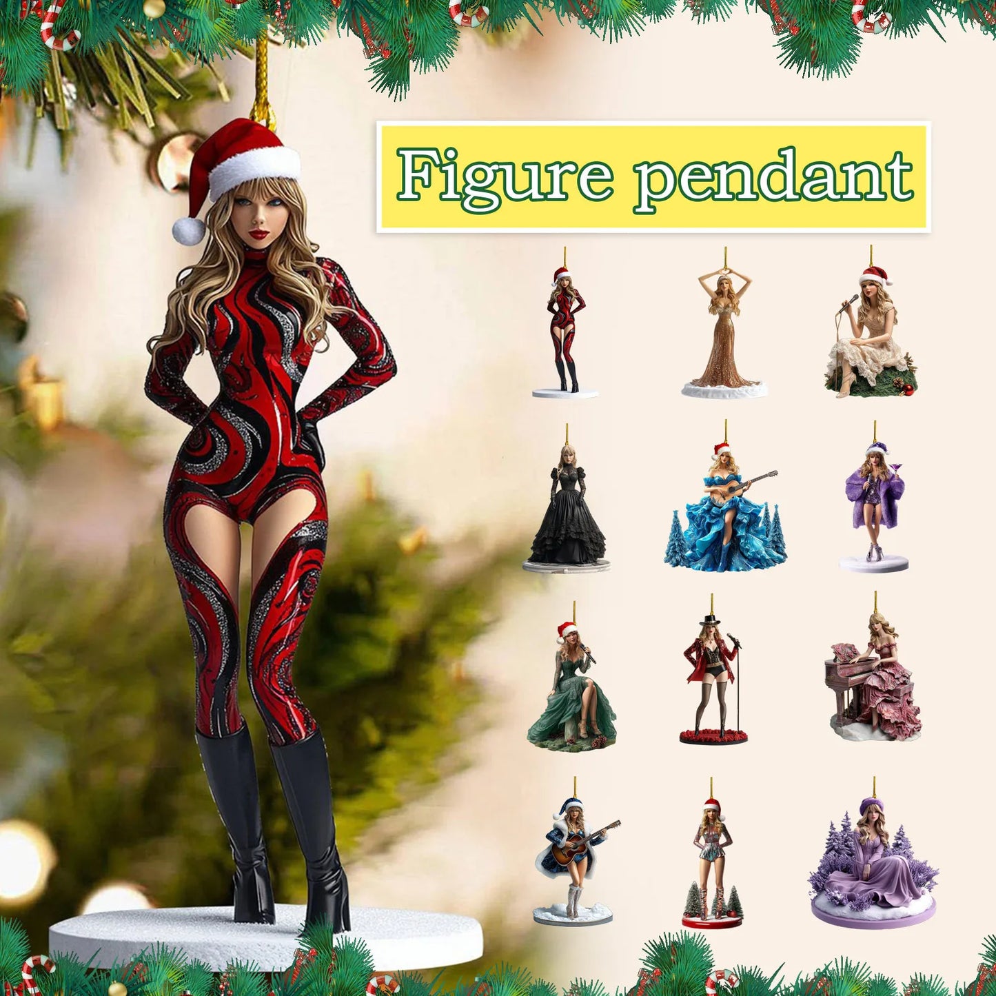 Pop Star Holiday Acrylic Ornaments – 2D Christmas Tree Hanging Decor