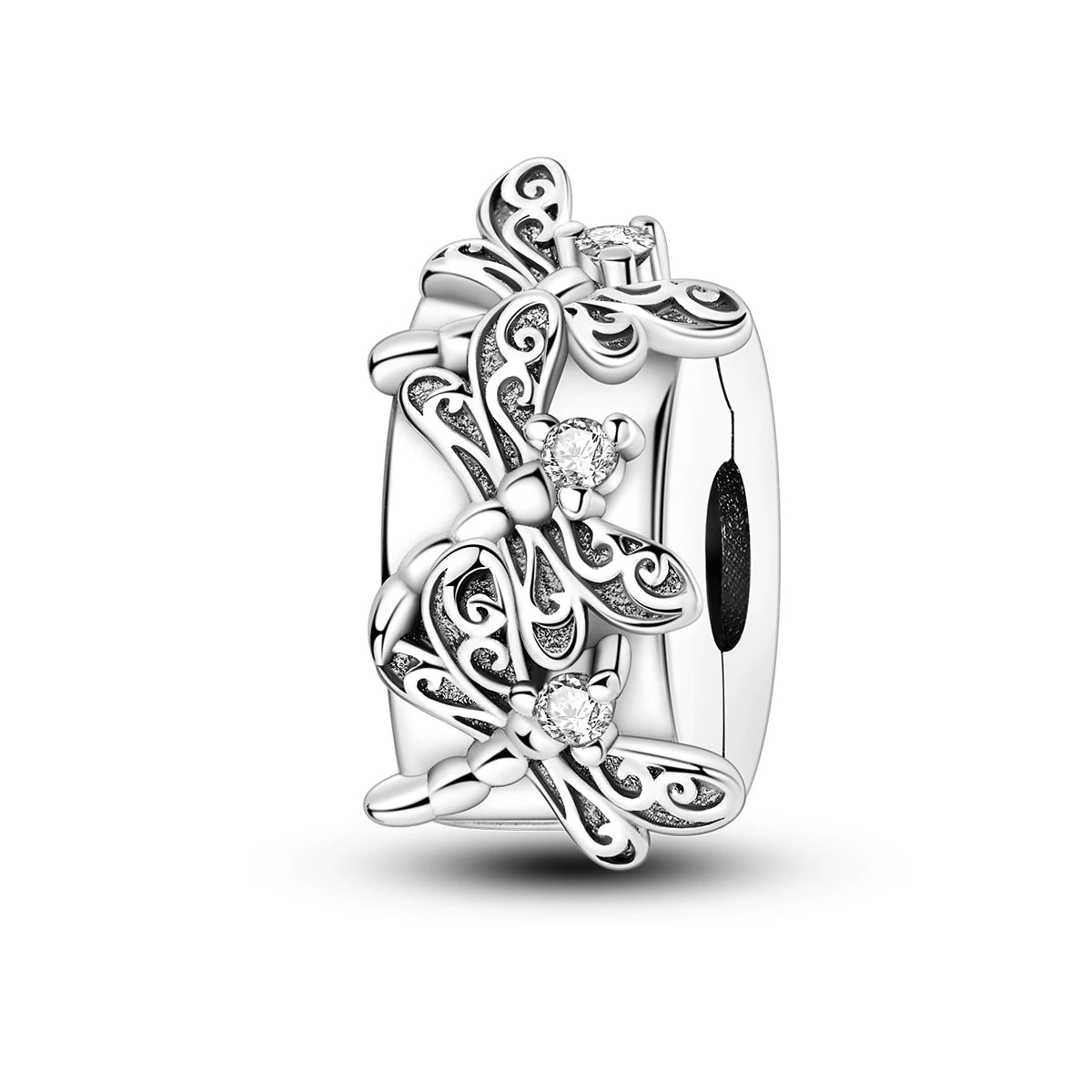 Charms Fit Original Beads 925 Sterling Silver Clip Charms Zircon Silicone Spacer Beads fit Bracelet Women DIY Gift