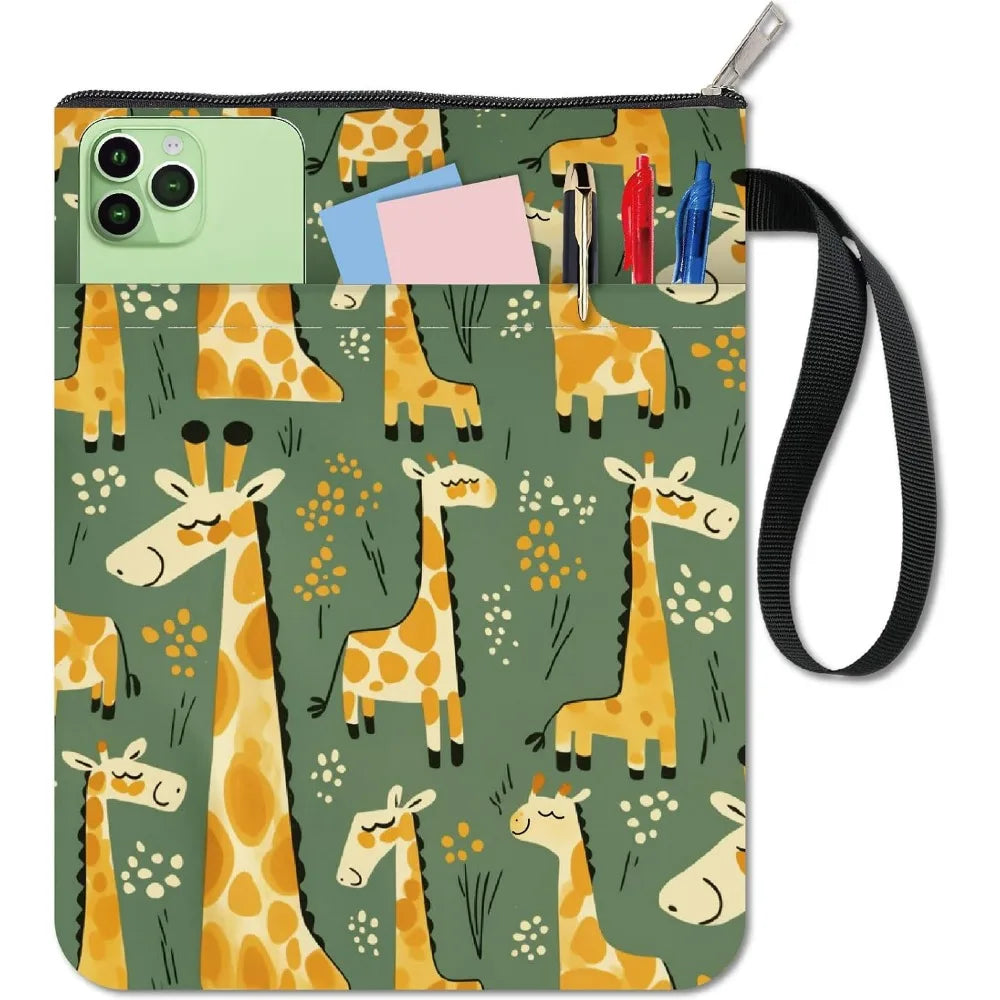 1pc Giraffe Book Sleeve Cartoon Animal Book Covers Book Protector for Paperbacks Washable Fabric Cloth Book Cover with Zipper