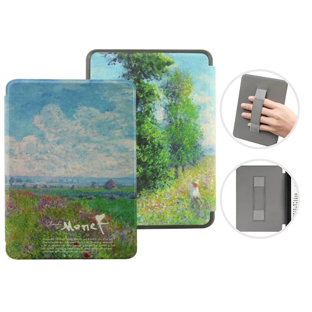 For Kindle Paperwhite 12th Generation Case 2024 Signature Edition 7 inch Leather Case with Hand Strap SA568B Auto Sleep Cover