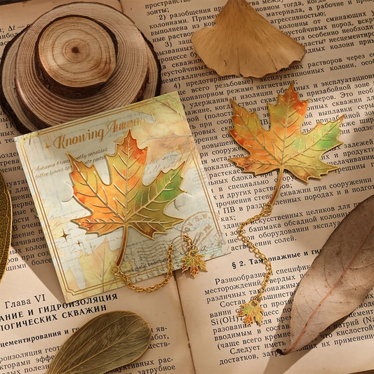 Vintage Colorful Maple Leaf Metal Bookmark, Reading Book Holder School Supplies, for Friends Teachers Birthday Book Lovers