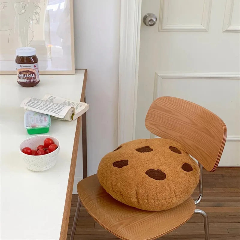 Creative Cookies Pillows Round Shape Chocolate Biscuits Stuffed Plush Toys Realistic Food Snack Seat Cushion Plushie Props Gifts