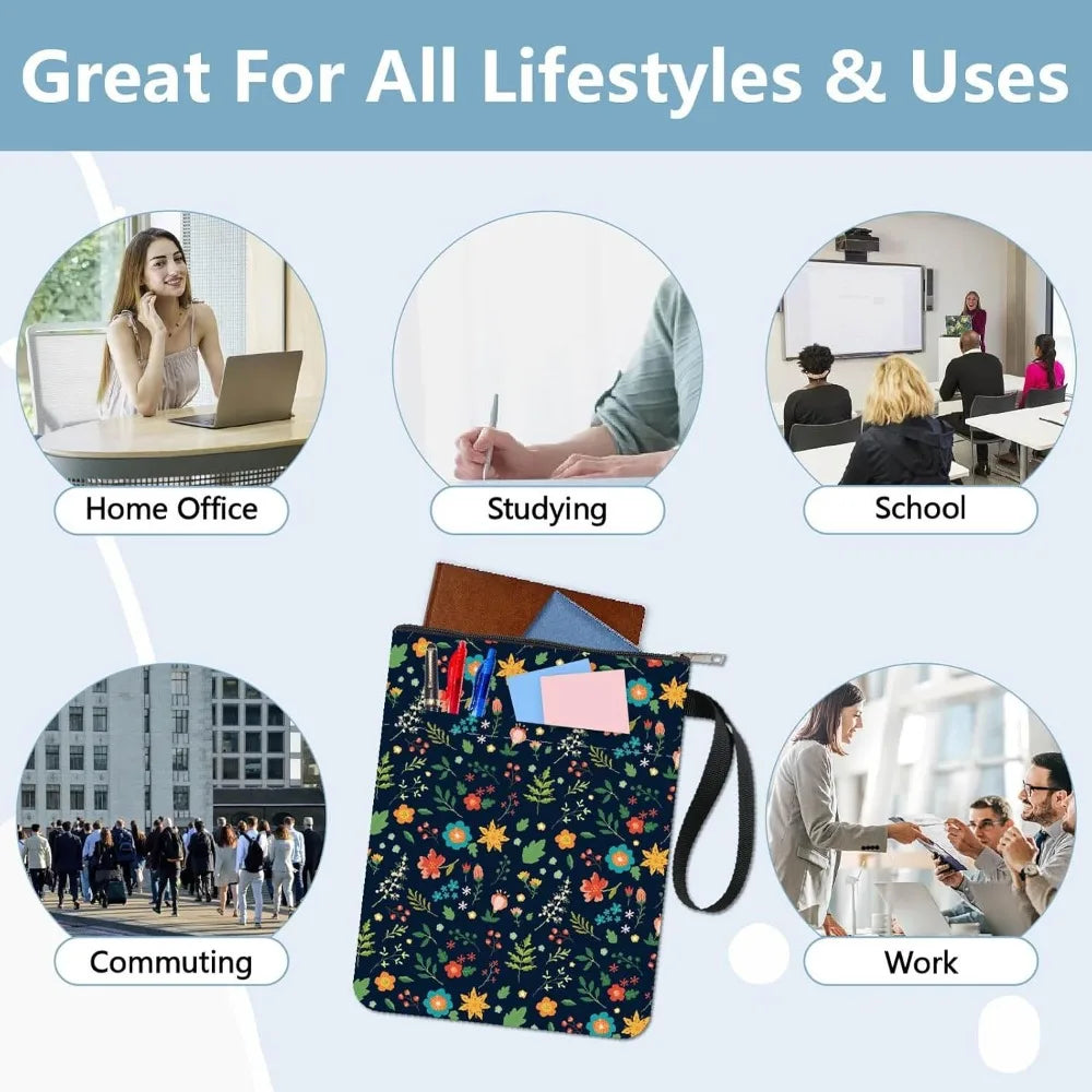 1pc Black Book Sleeves Flower Leaf Book Covers Book Protector for Paperbacks Washable Fabric Cloth Book Cover with Zipper