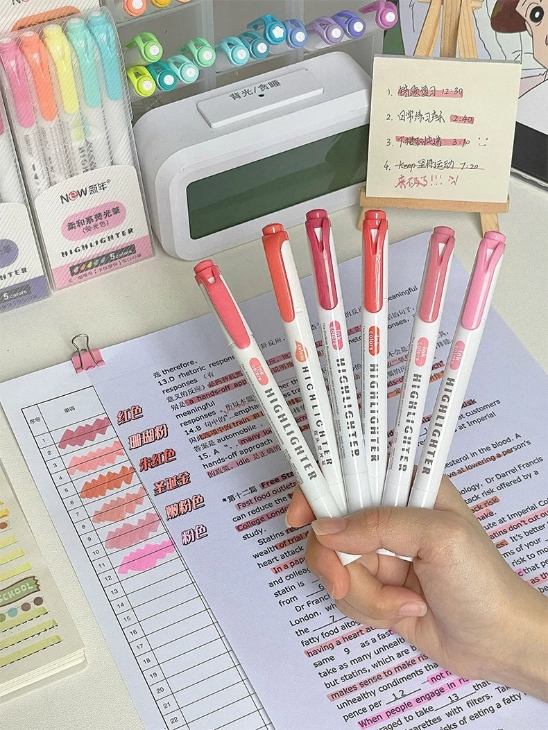 5/15PC Fluorescent Pen Set Student Marking Stroke Key Marking Pen High Beauty Color Handbook Pen Batch