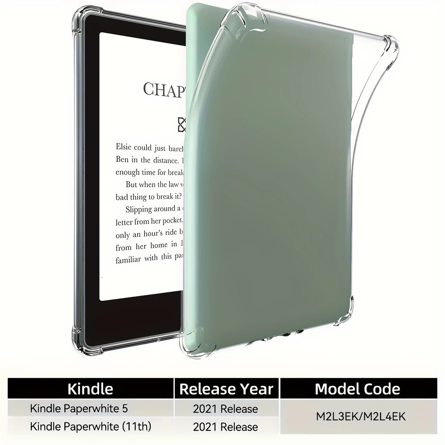 Clear Case for Kindle Paperwhite 6 5 4 3 2 1, for Kindle 11th/10th Generation, TPU Back Cover, Ultra Slim TPU Soft Cover