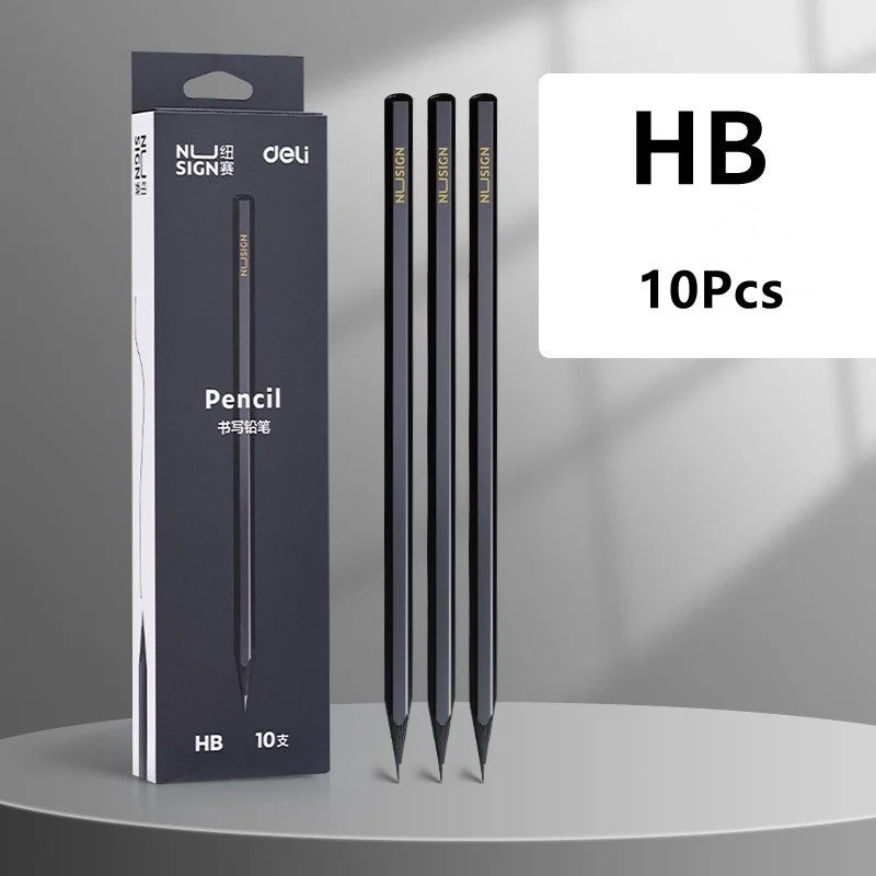 Black Wood Graphite Pencil Set HB 2B Black Lead Office Writing Pencil 10pcs Pack Gift Stationery