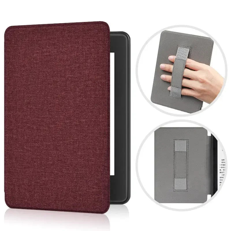 For Kindle Paperwhite 12th Generation Case 2024 Signature Edition 7 inch Leather Case with Hand Strap SA568B Auto Sleep Cover