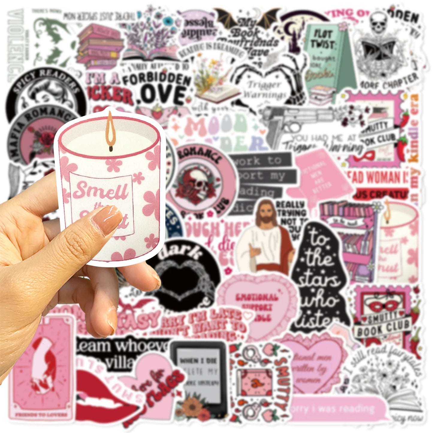 50pcs Smut Reading Books Graffiti Decorative Stickers Laptop Water Bottle Luggage Helmet Motorcycle Stickers