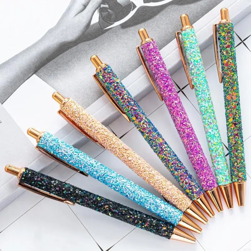 QX2A Fancy Pen for Women Girl Colorful Ballpoint Pen Sequins Journaling Pen