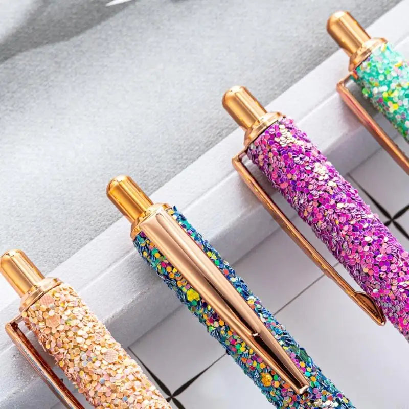 QX2A Fancy Pen for Women Girl Colorful Ballpoint Pen Sequins Journaling Pen