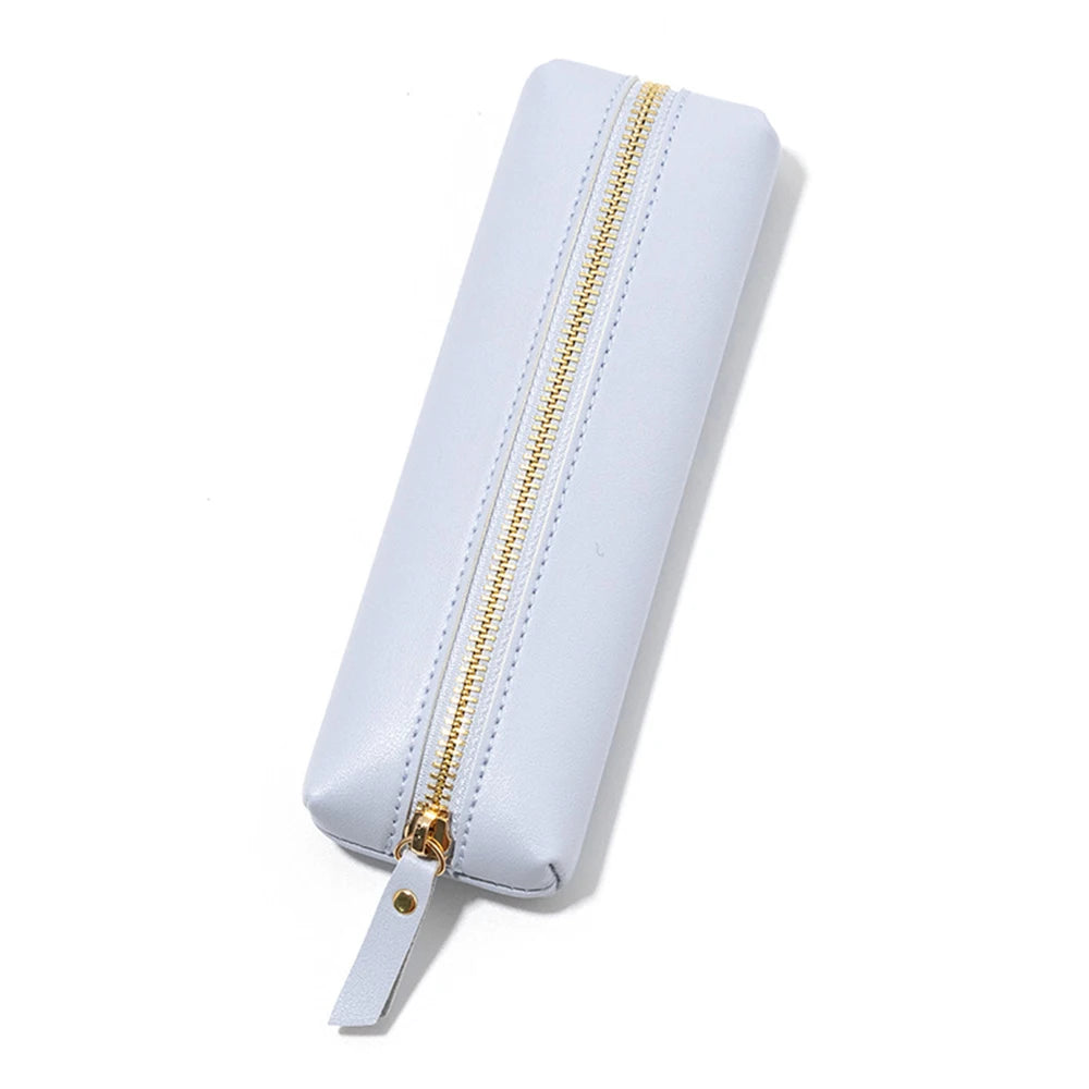 Large Capacity Pen Bag PU Leather Pen Case Korean Stationery Holder Storage Box Zipper Pencil Pouch Student School Supplies