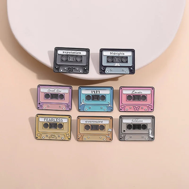 Retro Cassette Enamel Pins — Era-Inspired Collectible Set